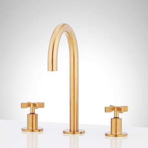 Signature Hardware 953797 Vassor 1.2 GPM Widespread Bathroom Faucet with Pop-Up Drain Assembly - Brushed Gold