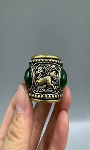 JITUIHOM 扳指纯铜瑞麒麟扳指招财镂空可活动工艺品礼品 Luck Wealth Feng Shui Decor 1910 image 5