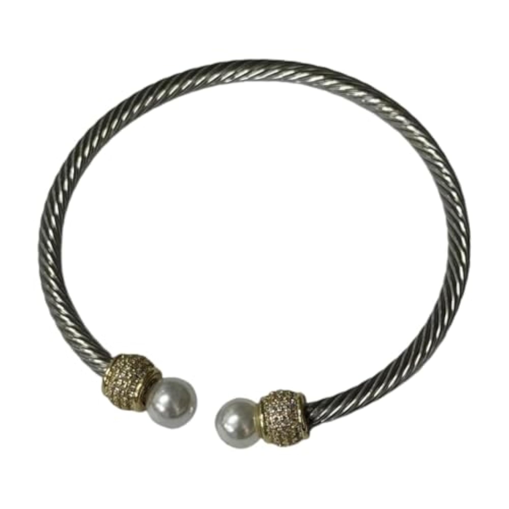 Twisted Cable Wire Bracelet in Two Tone