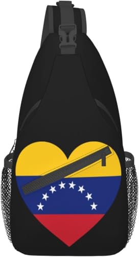 Mochila cruzada unisex Love Venezuela negra miniatura 1