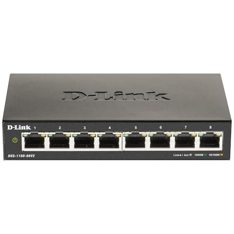 D-Link 8-Port Gigabit Smart Managed Switch | 8 GbE Ports | L2 | VLANs | Cable Diagnostics | Web Managed | Desktop| Fanless | NDAA Compliant | Lifetime Warranty (DGS-1100-08V2) Cover