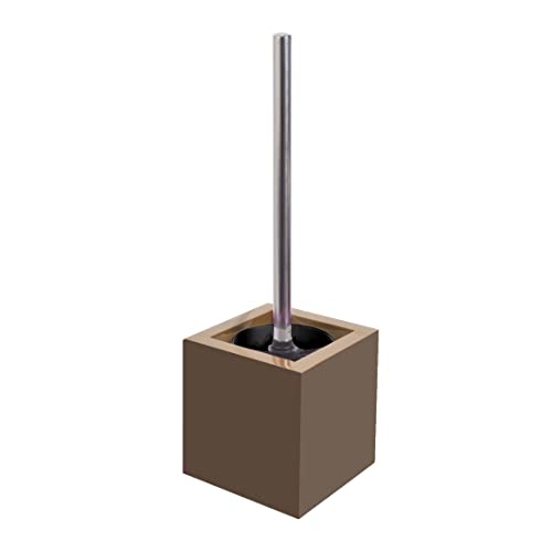 FRANDIS 190608 Pot à Balai Rond Taupe + Brosse WC Manche Bois 500 g Ø 110 x 370 mm