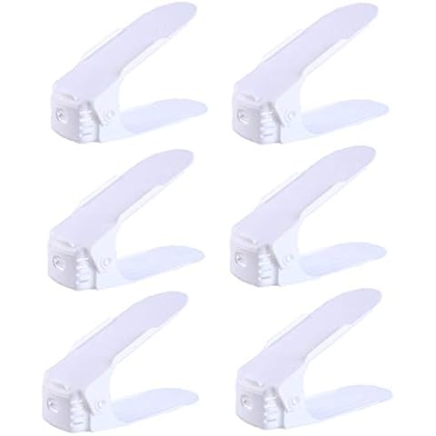 Yongbest Verstellbare Schuhschlitze Organizer,6 Stück Einstellbare Schuhregale Schuhschlitze für Mädchen Damen und Familienweiß Cover