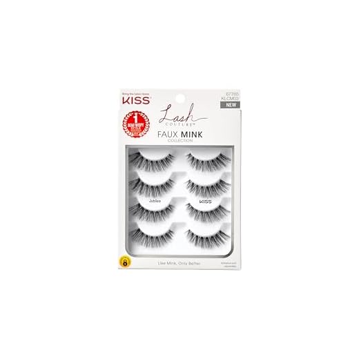 KISS Lash Couture Faux Mink False Eyelashes Multipack, Knot-Free Lash Band, Reusable, Contact Lens Friendly, Easy To Apply, Ultrafine, Tapered, Synthetic Fake Lashes, Style Jubilee, 4 Pairs