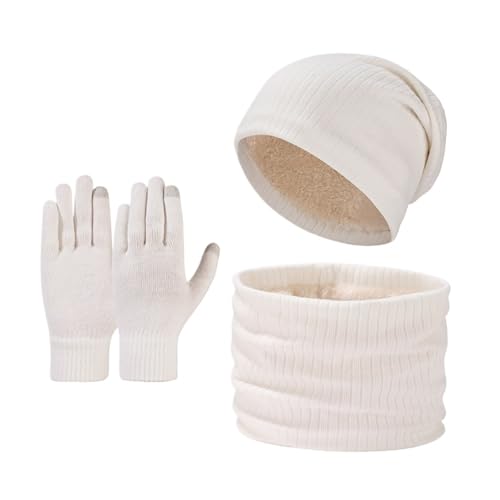Ensemble hiver 3 pièces maille pour promenades au grand air et trajets quotidiens glacés