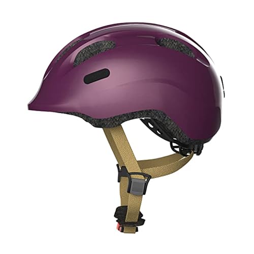 ABUS Kinderhelm Smiley 2.0 - Robuster Fahrradhelm für Mädchen und Jungs - Lila/Gold, Größe M
