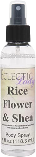 Eclectic Lady Rice Flower and Shea Body Spray, Double Strength, 8 ounces, Body Mist for Women with Clean, Light & Gentle Fragrance, Cologne with Soft, Subtle Aroma For Daily Use
