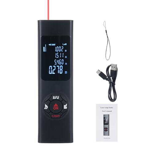 Pretfy Telémetro Láser Compacto con Desconexión Automática para un Trabajo Eficiente en Interiores y Exteriores, ABS/negro/1 Unidad (Negra #30)