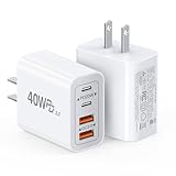 [2-Pack] 40W USB C Charger Block, 4-Port Type C Fast Charging Brick Dual PD&QC Wall...