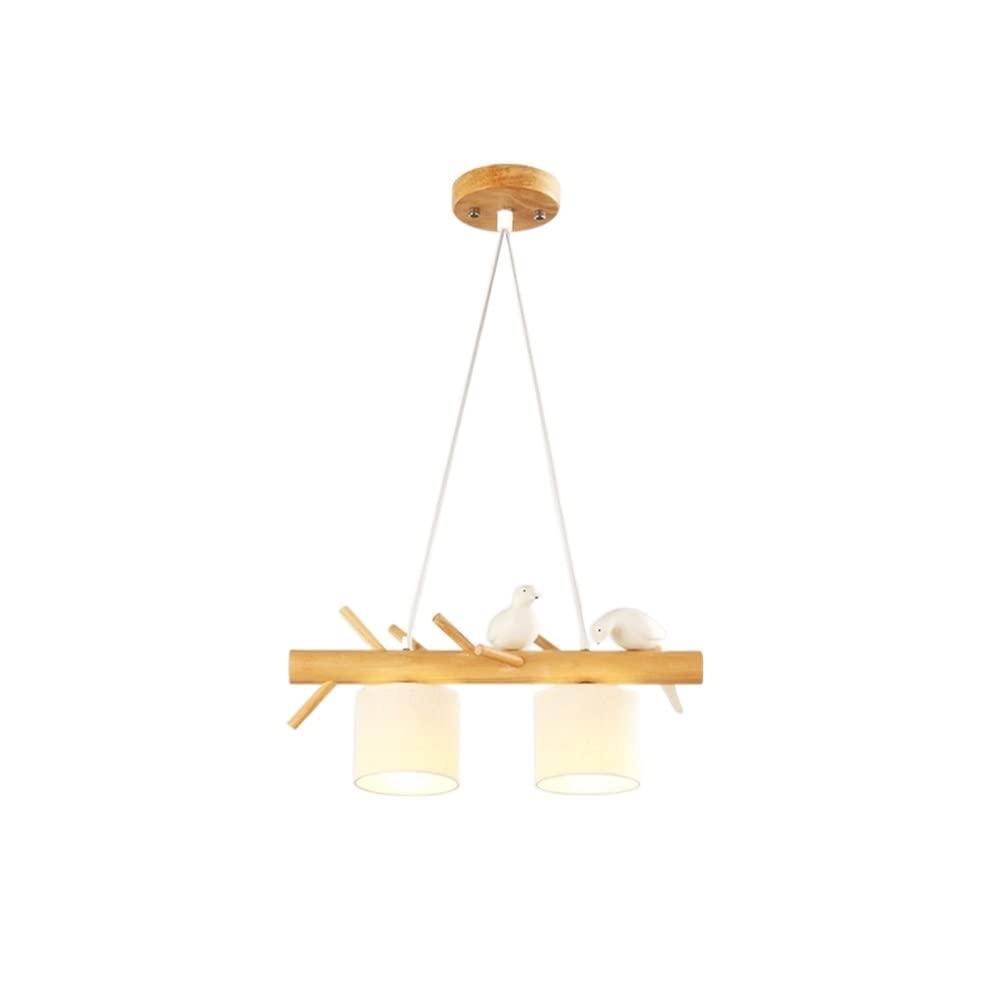 Chandelier en bois 2 têtes pour éclairer un plafond bas avec style
