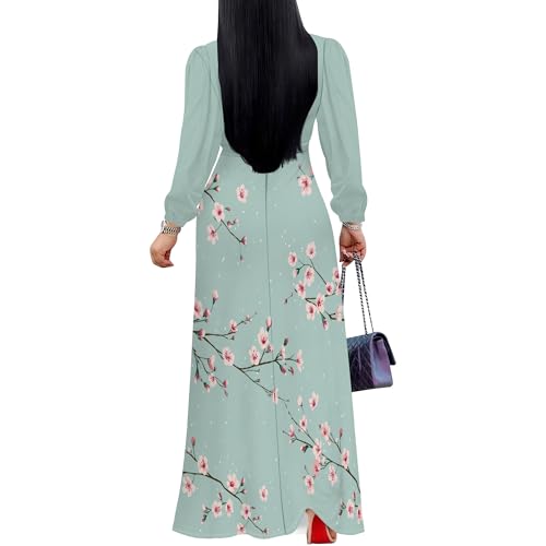 Image of PinkPatty Women's Long Sleeve Maxi Dress Plus Size Trendy Wedding Guest Dress with Pockets&Belt