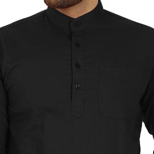 Image of AMAZON BRAND - ANARVA Men's Pure Cotton Solid Kurta Long Sleeves Band Collar Casual Shirt