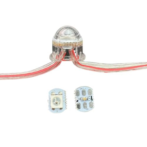 GwoFds0ty 50 píxeles DC5V/12V direccionable WS2811 12mm RGB IC Pixel Cadena de luz IP68 resina epoxi rellena cubierta transparente cable transparente 3 pines 10cm(Emitting Color: 12V RGB 50 Pixels)