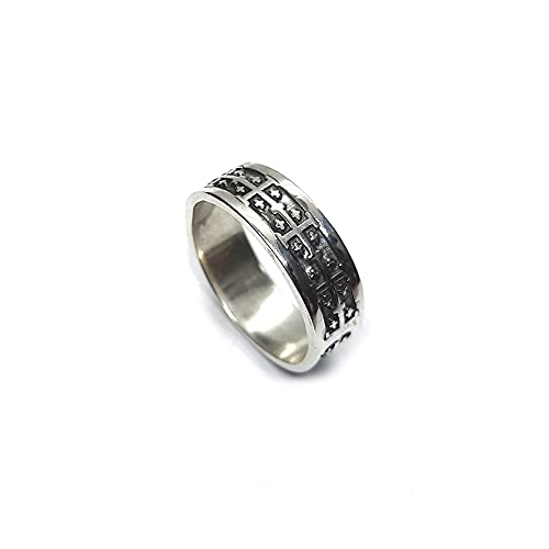 Bague Croix de Jérusalem en argent sterling 925 massif poinçonné pour homme et femme