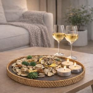 WALWI Duftpotpourri Set Sandelholz & Patschuli |Warmer Raumduft und stilvolle Tischdekoration mit 3 duftneutralen Teelichtern