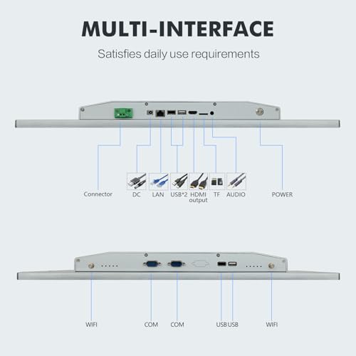 Image of 21.5 inch Touchscreen Monitor,Ratio 16:9 Wall Mounted Industrial Touch Screen Tablet with HD-MI Out,WiFi & BT,Build-in Speakers & VESA,Android 11 RAM 4G & ROM 32G Suitable for POS,Kitchen
