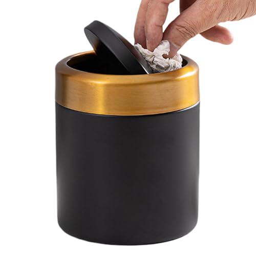 Mini bac à ordures de bureau 1,5 L avec couvercle swing en acier inoxydable