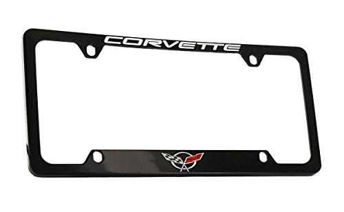 Cadre de Plaque Corvette C5 Noir Métal Gravé Anti Vibration
