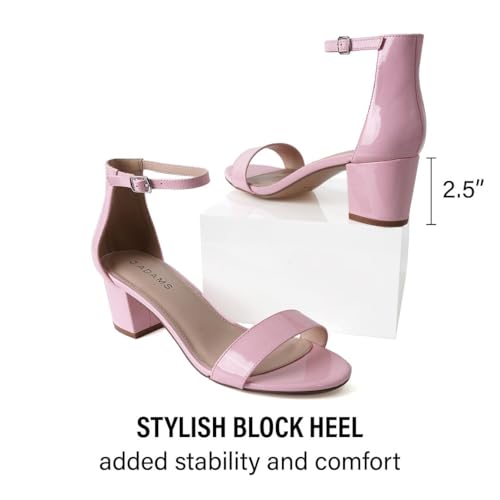 Image of J. Adams Daisy Heeled Sandals - Ankle Strap Low Block, Open Toe Dress Pumps, Chunky Heels - Dressy Shoes for Women - Bridal, Wedding, Summer Sandals