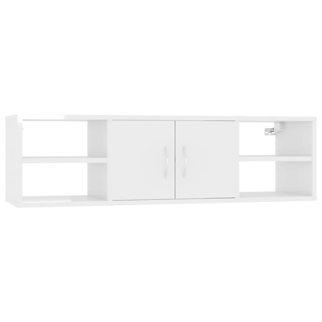 vidaXL Estantería de Pared Repisa Flotante Balda Estante Salón Sala de Estar Estudio Exhibición Decoración Contrachapada Blanco Brillante 102x30x29 cm