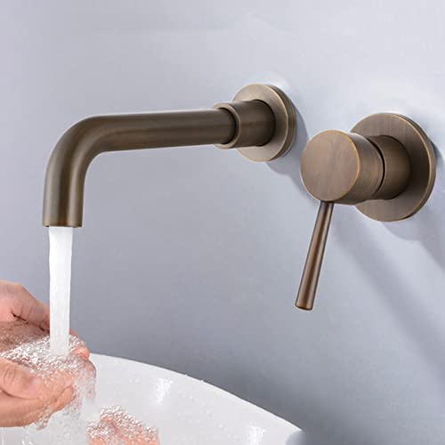 Robinet de salle de bain mural antique pour vasque rétro mitigeur évier double commande
