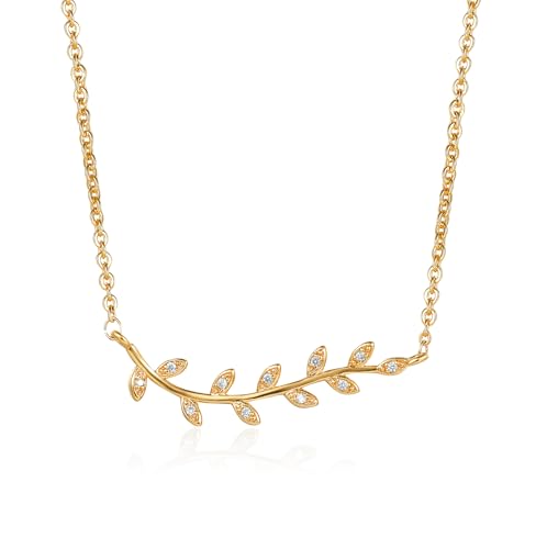 Women's 18K Gold Plated Pendant Necklace,Cubic Zirconia Dainty Gold Necklaces for Women