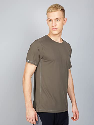 Image of TECHNOSPORT Men's Slim Fit Polyester Activewear Sports T-Shirt with Moisture-Wicking Comfort for Workout, Running & Gym