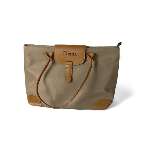 Bolso tote grande impermeable personalizable CALLIE con cinta bordada con inicial y nombre, bolso de hombro para mujer miniatura 1