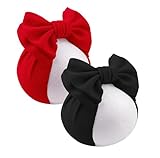 LDDCX Bows for Baby Girls Headband, Newborn Bows Headbands Baby Hair Bows Hairbands Hair Accessories.(FD104) (Red Black)