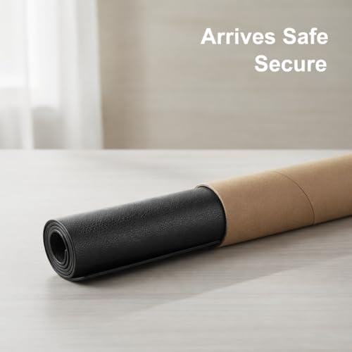 Image of Black PU Leather Desk Mat 100x45cm, Premium Large Desk Pad, Waterproof & Oil-Resistant Surface, Non-Slip Extended Mouse Pad, Durable Desk Protector for Office, Home & Gaming Setup