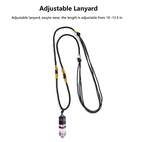 Xrate Natural Healing Stone Necklace, Rainbow Healing Crystal Pendants, Hexagonal Chakra Quartz Fluorite, Adjustable Rope Energy Stone Necklace Pendant For Meditation, Balance Reiki, Men Women Gift #TOP3