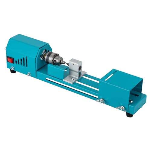 Mini Lathe Wood Lathe Machine, 96W 110-240V AC Wood Woodworking Cutting DIY Tool 4000-9000RPM Miniature Buddha Pearl Lathe Grinding Polishing Machine for Punching, Engraving, Sanding, Cutting