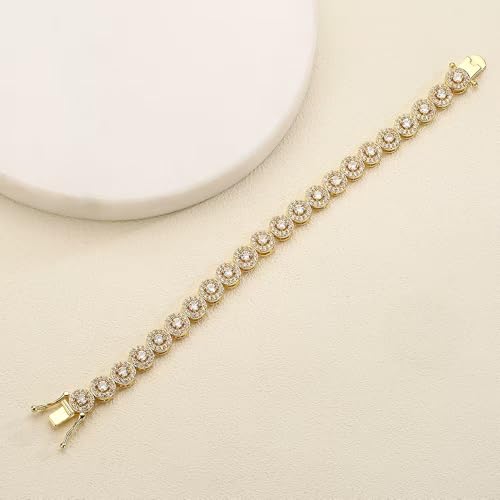 18K gold women's tennis bracelet, 18K gold/white gold inlaid moissanite bracelet, round rock sugar moissanite diamond bracelet4