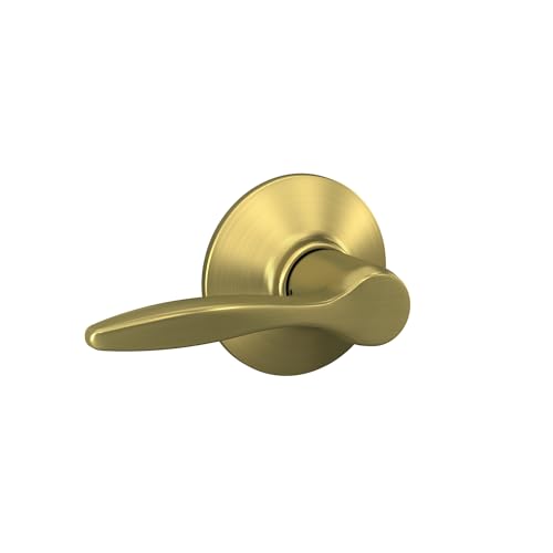 Image of Schlage Delfayo Hall /Closet Passage Door Handle, Reversible, Satin Brass | Hall or closet lever door handle with no lock, Easy to install, Certified durability, Universal fit