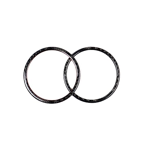 TEMKIN W 2PCS Suitable for Mustang Carbon Fiber Door Horn Ring Decoration Stickers 2015-2020 Car Interior Modification Y