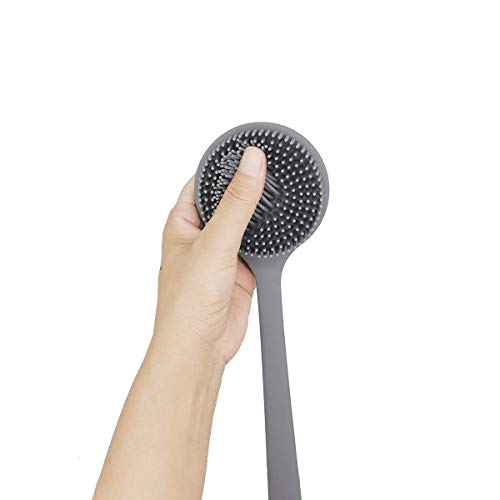 Dnc Silicone Back Scrubber For Shower Bath Body Brush With Long Handle, Bpa-Free, Hypoallergenic, Eco-Friendly (Gray) #TOP3