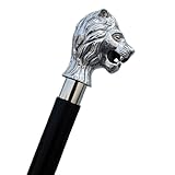 FYNJREX Walking Cane Wooden Lion Nickel Walking Stick Vintage Antique Style Designer Fashionable Cane for Seniors to My Father Grandpa Gift.