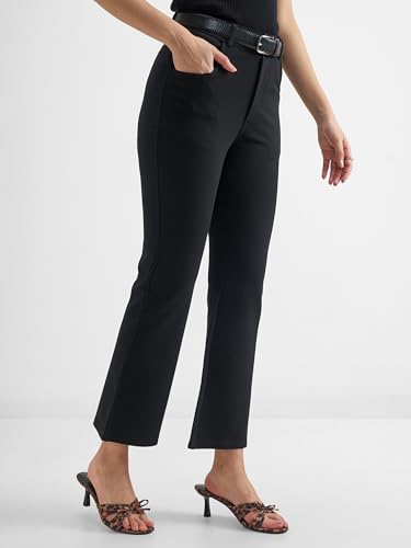 Image of Tokyo Talkies Women's Stretchable Bootcut Pants | High Rise Flared Trousers |Travel & Formal Wear|Workwear Trousers