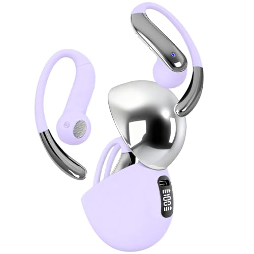 Image of Open Ear Bone Conduction Headphones,Over Ear Earbuds with Ergonomic Earhook,Bluetooth Headphones 5.4 with Smart Digital Display,50H Playtime,IPX7 Waterproof,Touch Control Operate Fit Cycling Running