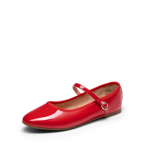 DREAM PAIRS Women's Ballet Flats Mary Jane Shoes, Round Toe Comfortable Dressy Casual Slip-on Work Daily Soft Flat Shoes 6.5 Red-pat