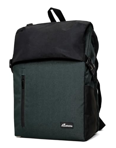 Image of ALASKA Roll-Top Top Open Backpack for Men, Women, 24L to 32L Expandable Backpack with Laptop Compartment, Water Resistant Anti-Theft Business Travel Work College Backpack Bag