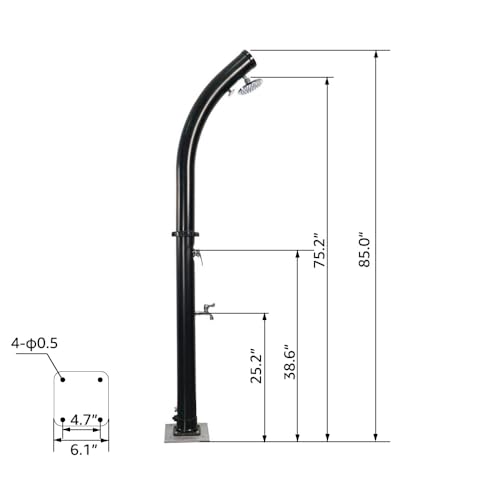 Thabatad Solar Heated Shower With Shower Head 5.3 Gallon Outdoor Solar Shower With Foot Shower Tap And Faucet For Garden thumb #5