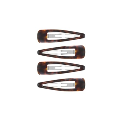 Lot de 4 Pinces pour cheveux – Barrettes clic clac en caoutchouc de 3 cm – Couleur marron