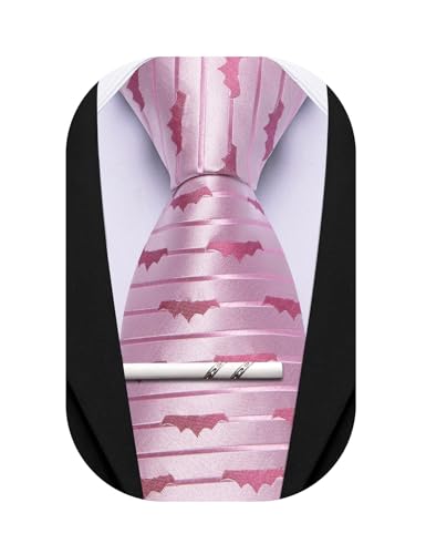 Image of Barry.Wang Silk Ties for Men Fun Necktie and Tie Clip Set for Wedding Party Business Formal Extra Long