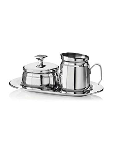 OTTAVIANI Home Set Lattiera e Zuccheriera con Vassoio in Metallo Argentato con Cristalli Referenza 77260