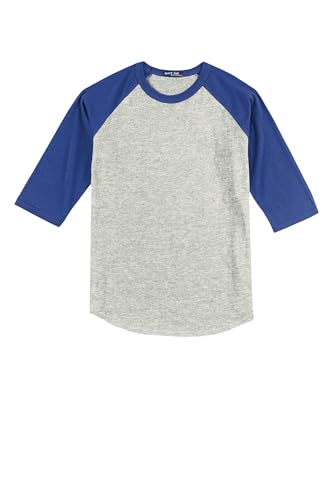 SPORT-TEK Youth Colorblock Raglan Jersey | 3/4 Sleeve Sporty T-Shirt for Boys & Girls, Relaxed Fit Cotton Tee for Kids