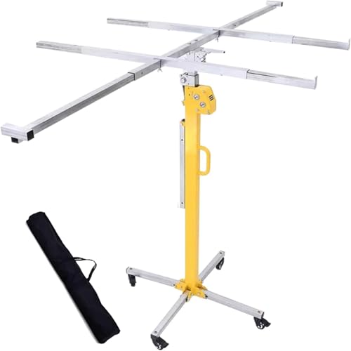 Image of 3-in-1 Ceiling Construction Lift, Heavy Duty Steel Frame, 5m Max Height, Portable Foldable Design, Ideal for Drywall and Panels Installation