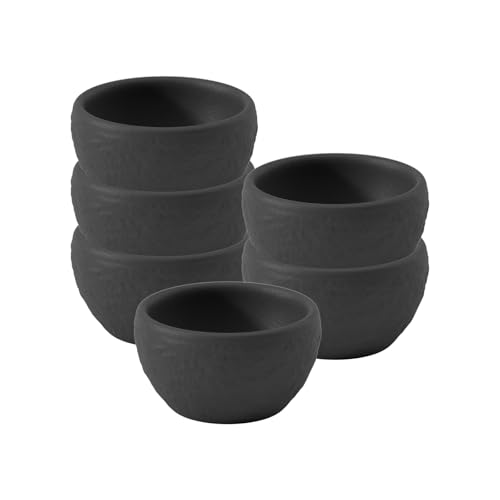 Villeroy & Boch - Manufacture Rock Eierbecher 6er Set Schwarz, Spülmaschinenfest, Matte Schieferoptik, Modernes Design, Als Shotglas/Schnapsglas Verwendbar, Premium Porzellan
