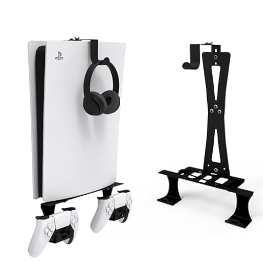 tonhui Soporte de Pared para PS5/PS5 Slim/PS5 Pro Soporte de Pared para Consola PS5/PS5 Slim con Soporte para Controlador y Soporte para Auriculares - Accesorios PS5 de Metal sólido - Negro | Ya disponible en tu tienda friki favorita! En mundofriki.es!