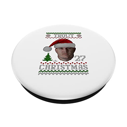 Mike Trout Los Angeles Baseball Christmas Sweater MLBPA PopSockets Swappable PopGrip, Black - Image 2